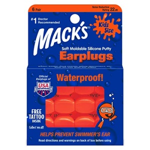 Mack's Soft Moldable Silicone Putty Ear Plugs - Kids Size, 6 Pair - Comfortable Small Earplugs for Swimming, Bathing, Travel, Loud Events and Flying
